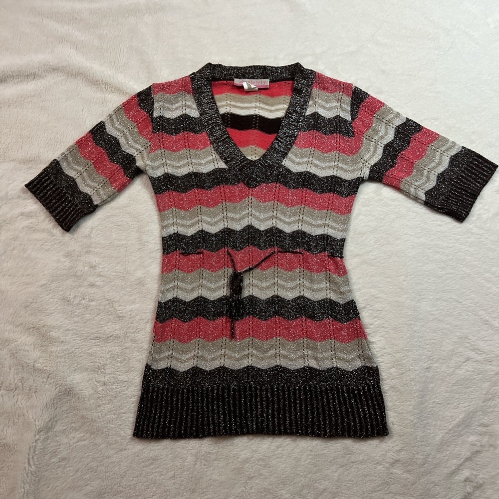 Y2K Sparkly V-neck Sweater Top